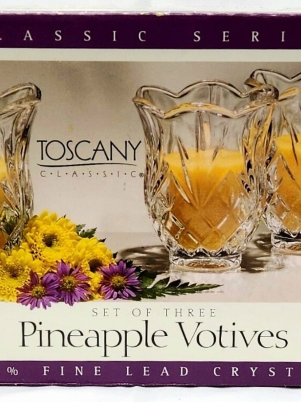 Toscany St George Fine Lead Crystal 24% Votive Candle Holders with Candles - NEW